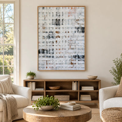 Ivory Winding Interval: Gray Grid Texture — villa wood