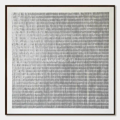 Woven Quiet: Gray Linear Minimalist Square Wall Art - main