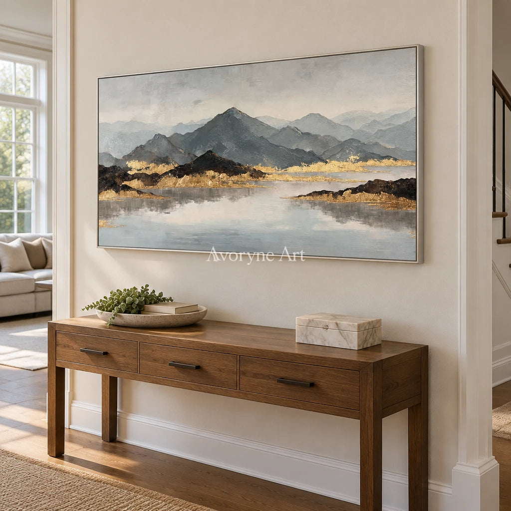 Aster Bay: Gray Mountain Lake Art — entry silver
