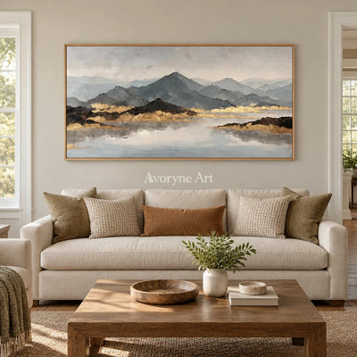Aster Bay: Gray Mountain Lake Art — villa wood