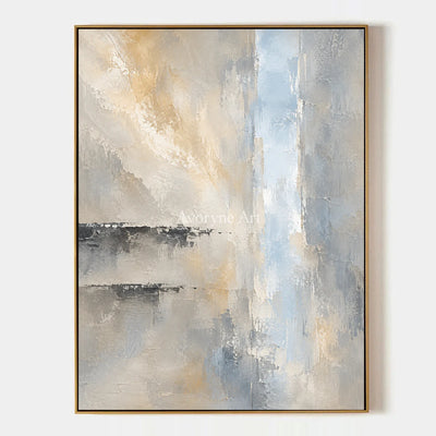 Veiled Blue: Gray Neutral Abstract Landscape Wall Art — primary