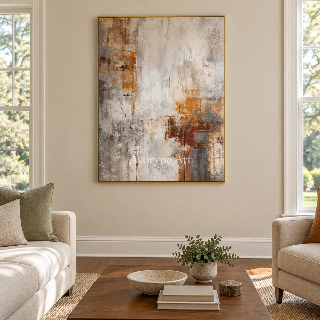 Aster Meadow: Gray Ochre Abstract — living gold