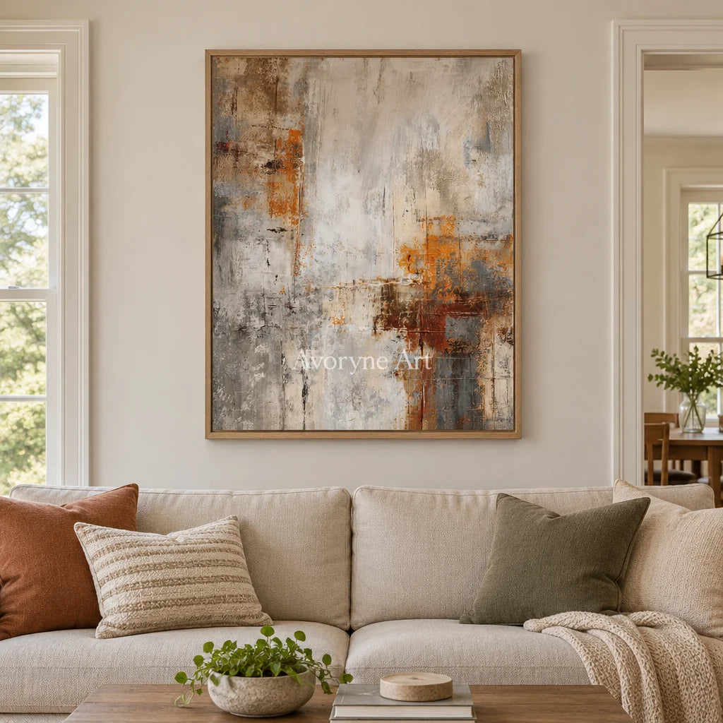 Aster Meadow: Gray Ochre Abstract — villa wood