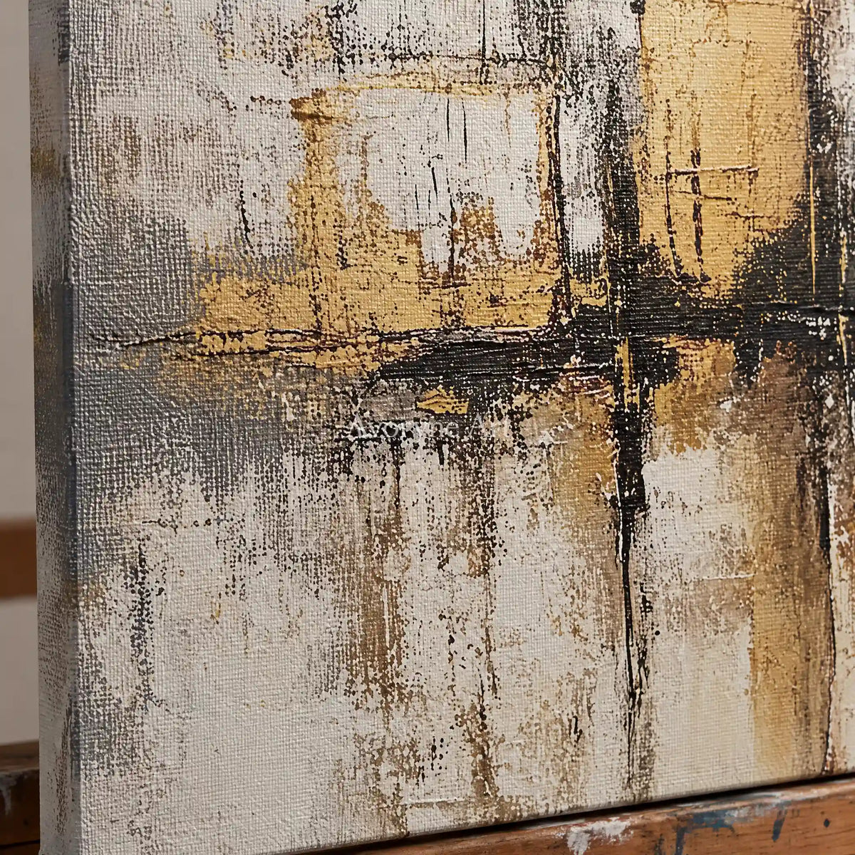 Aster Radiance: Gray Ochre Abstract — detail easel