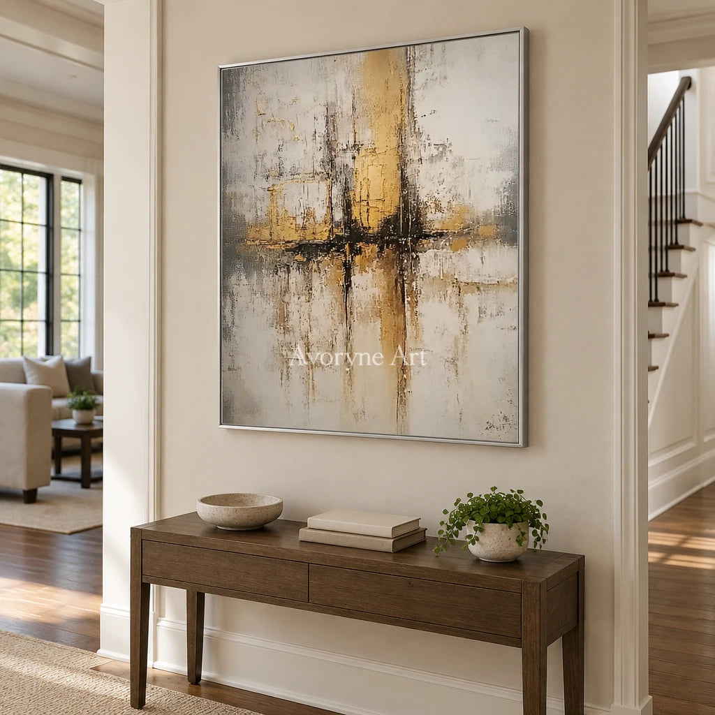 Aster Radiance: Gray Ochre Abstract — entry silver