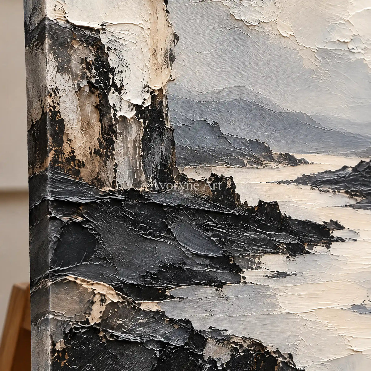 Riven Valley: Gray River Landscape Art — detail easel