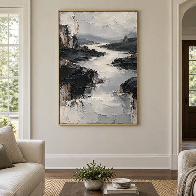 Riven Valley: Gray River Landscape Art — living gold