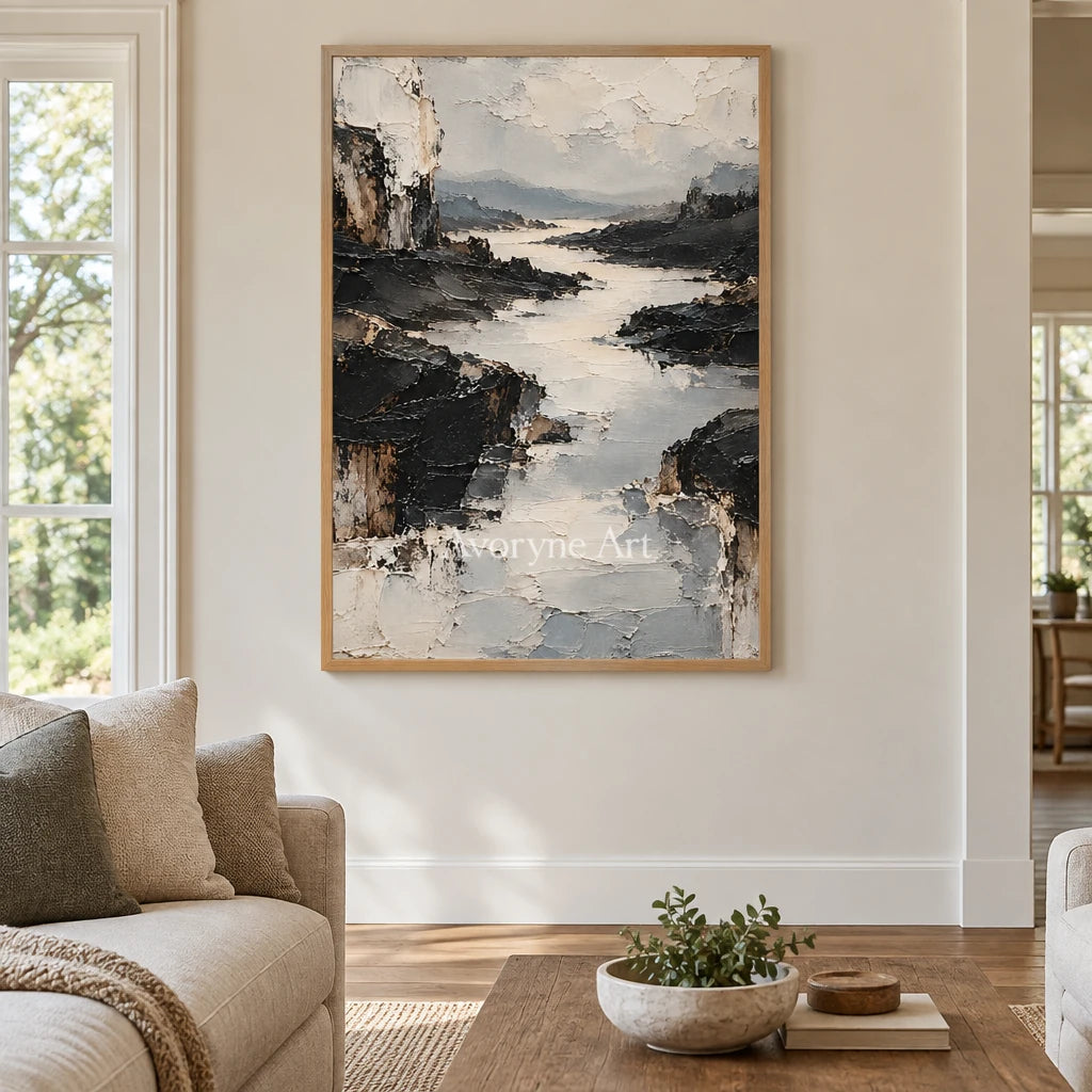 Riven Valley: Gray River Landscape Art — villa wood