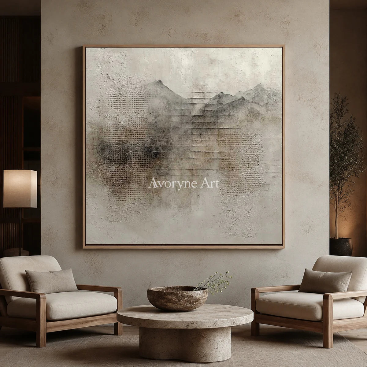 Weathered Altitude: Gray Textured Mountain Abstract Wall Art — hotel wood