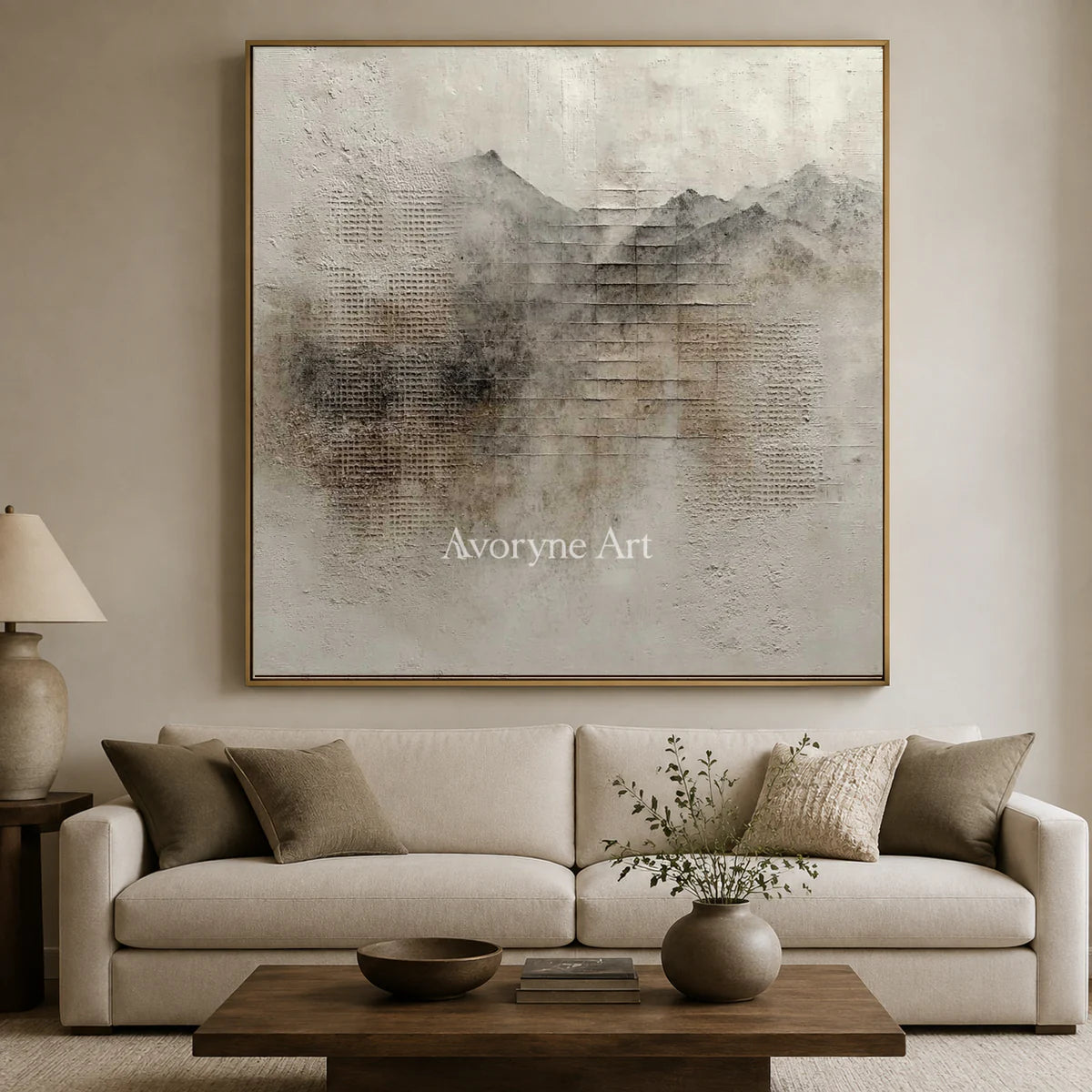 Weathered Altitude: Gray Textured Mountain Abstract Wall Art — living gold