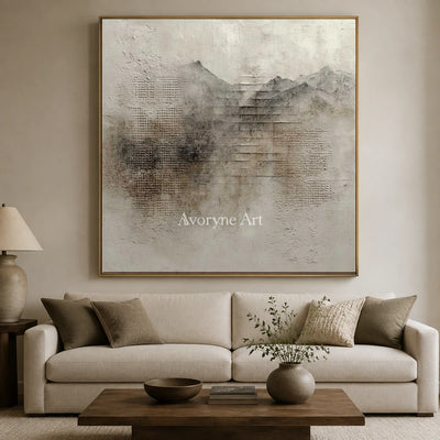 Weathered Altitude: Gray Textured Mountain Abstract Wall Art — living gold