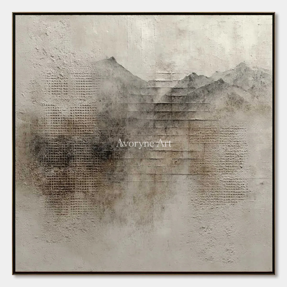 Weathered Altitude: Gray Textured Mountain Abstract Wall Art — primary