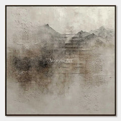 Weathered Altitude: Gray Textured Mountain Abstract Wall Art — primary