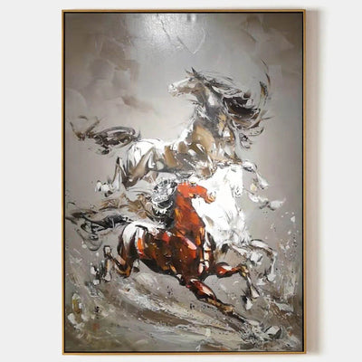 Hooves in Ascent: Gray Textured Running Horses Wall Art — primary