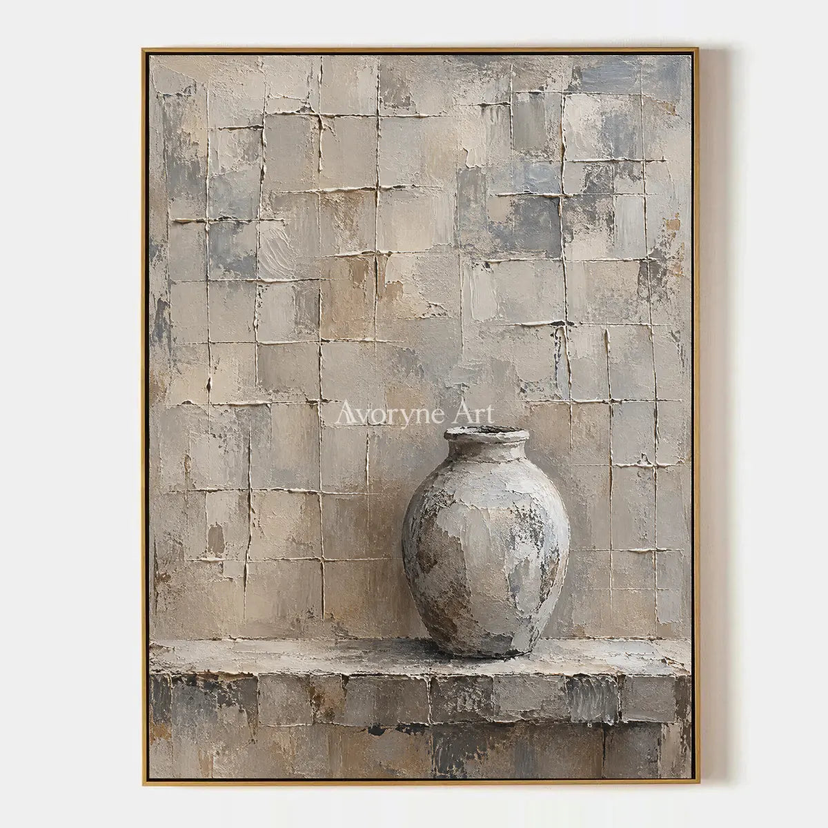 Quiet Kiln: Gray Vase Textured Wall Art Wall Art — primary