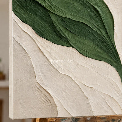 Verdant Current: Green Abstract Diptych Wall Art — detail easel