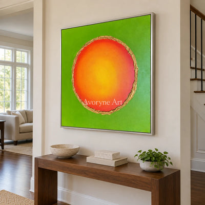 Aster Silk: Green Amber Circle — entry silver
