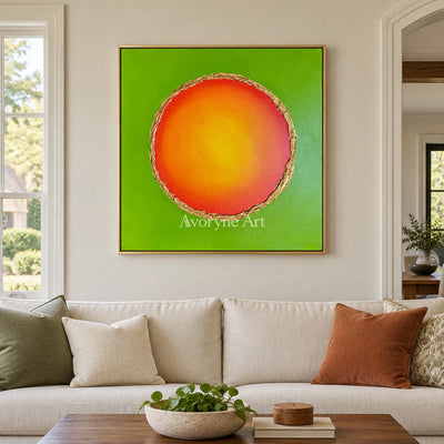 Aster Silk: Green Amber Circle — living gold