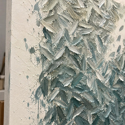 Sage Fragments: Green and White Texture Wall Art — detail easel