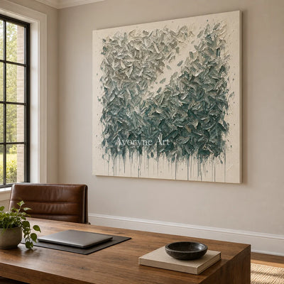 Sage Fragments: Green and White Texture Wall Art — office frameless