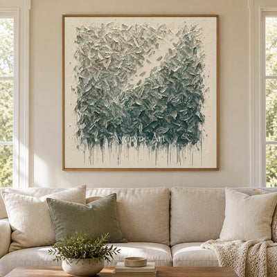 Sage Fragments: Green and White Texture Wall Art — villa wood