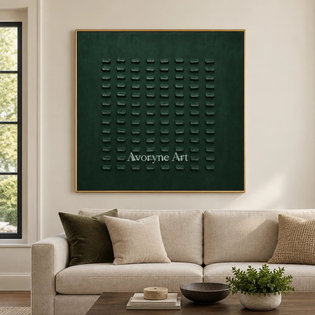 Aster Heath: Green Block Relief — living gold