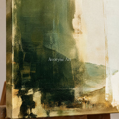Ivory Lucent Poem: Green Brush Abstract — detail easel