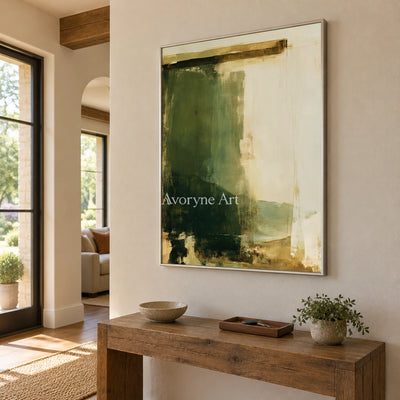 Ivory Lucent Poem: Green Brush Abstract — entry silver