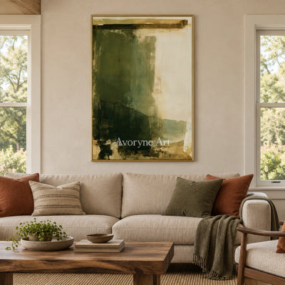 Ivory Lucent Poem: Green Brush Abstract — living gold
