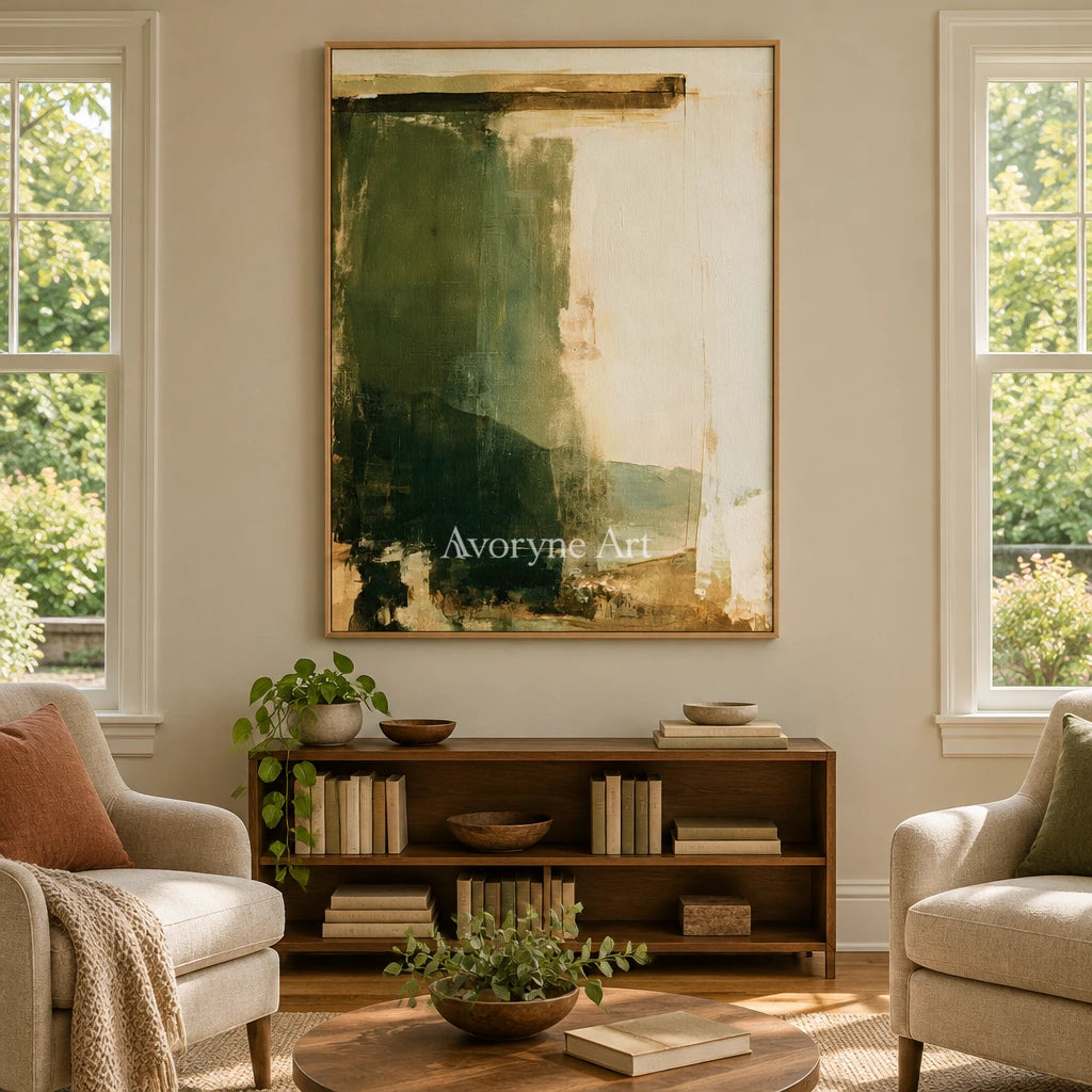 Ivory Lucent Poem: Green Brush Abstract — villa wood