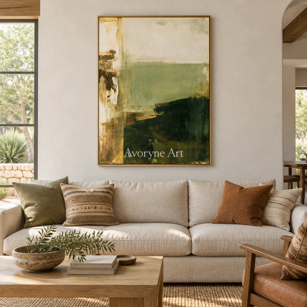 Ivory Lucent Prelude: Green Brush Abstract — living gold