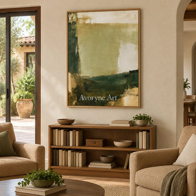 Ivory Winding Refrain: Green Brush Abstract — villa wood