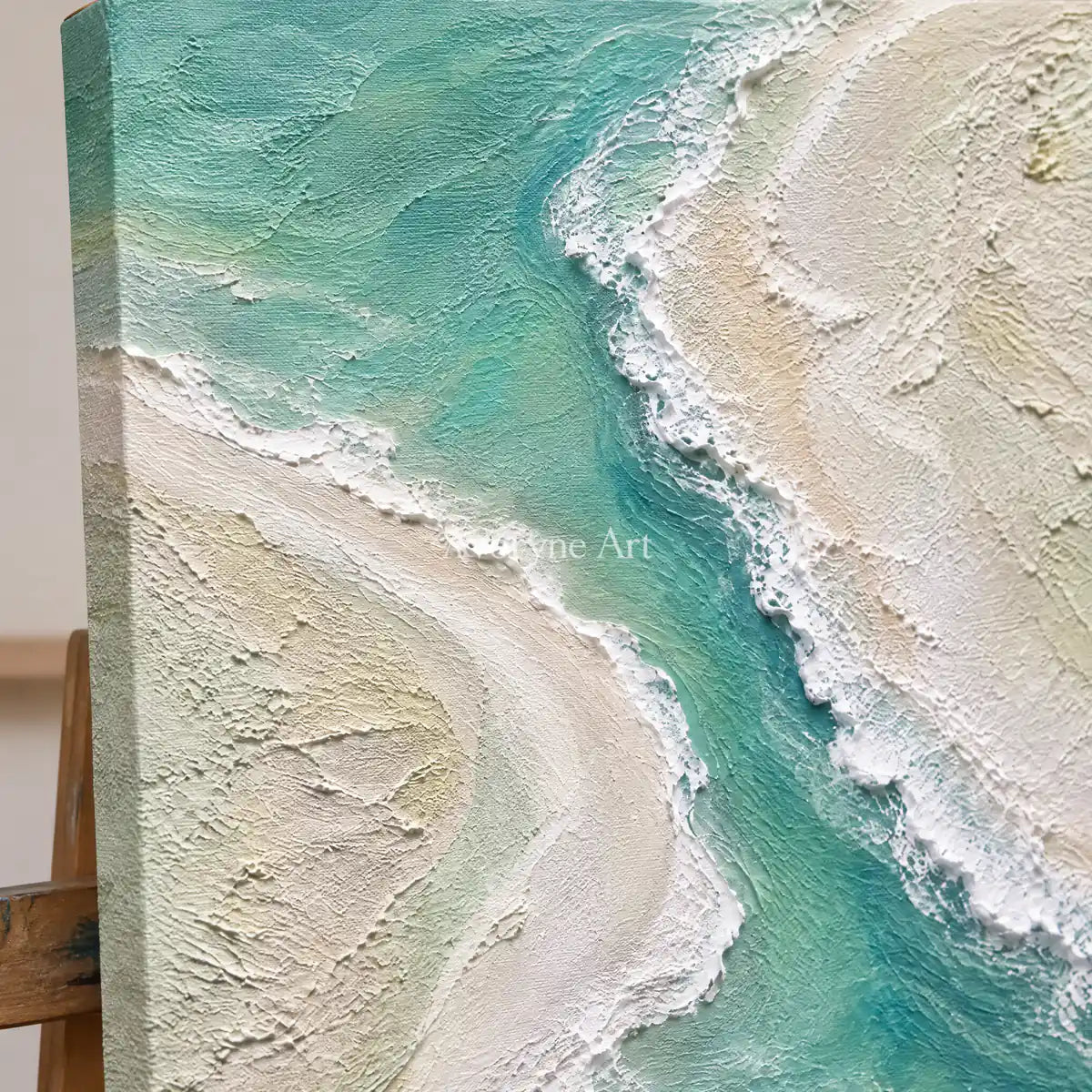 Mintwater Passage: Green Coastal Relief Wall Art — detail easel