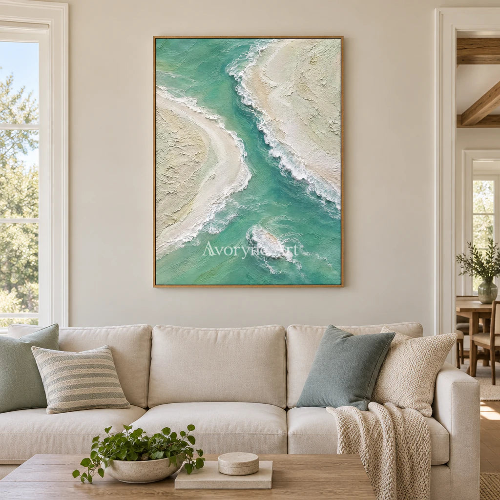Mintwater Passage: Green Coastal Relief Wall Art — villa wood
