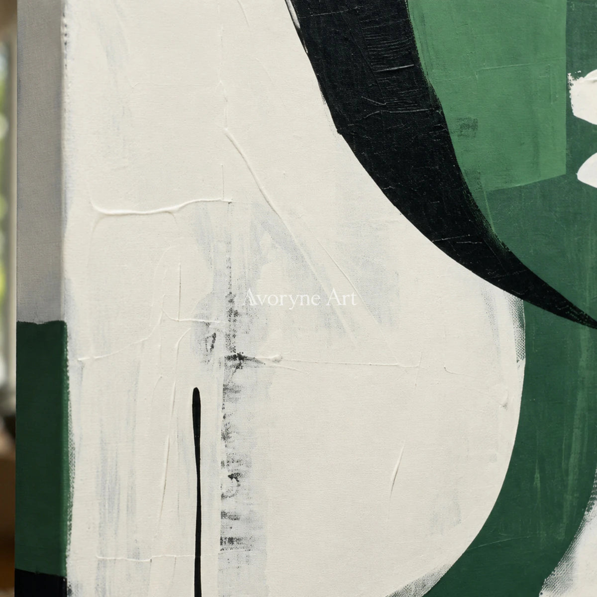 Emerald Persona: Green Cubist Figure Wall Art — detail easel