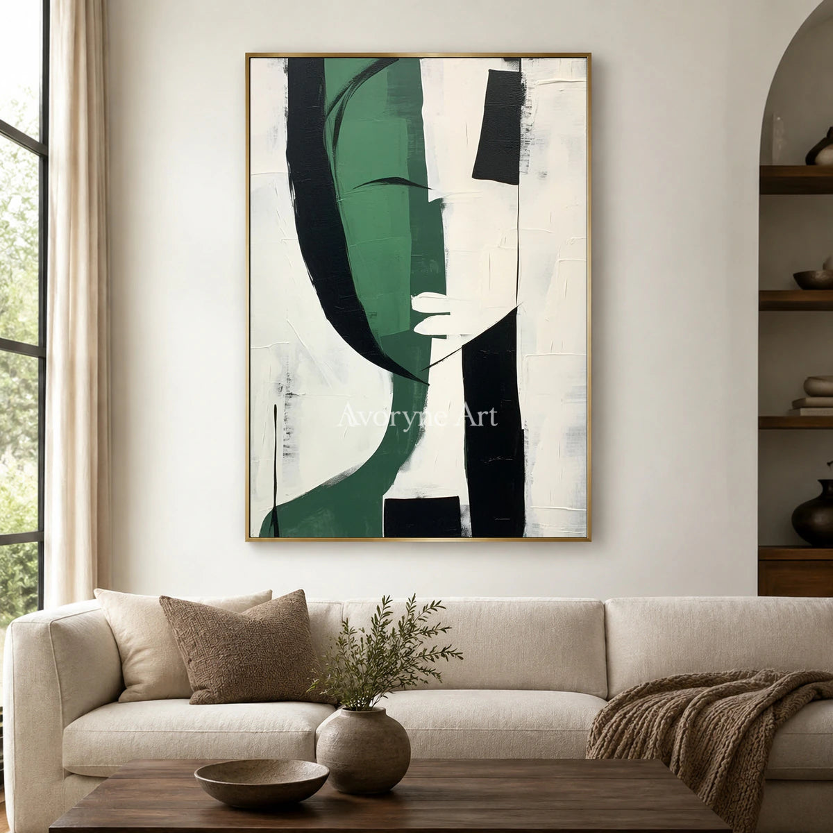 Emerald Persona: Green Cubist Figure Wall Art — living gold
