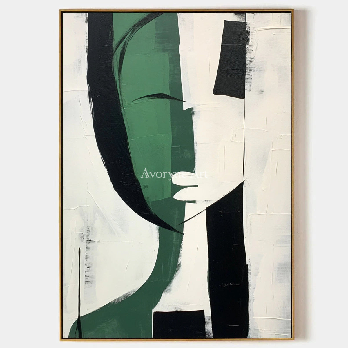 Emerald Persona: Green Cubist Figure Wall Art — primary