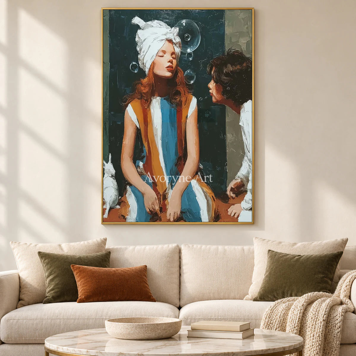 Words in the Air: Green Expressive Figures and Bubbles Wall Art — living gold