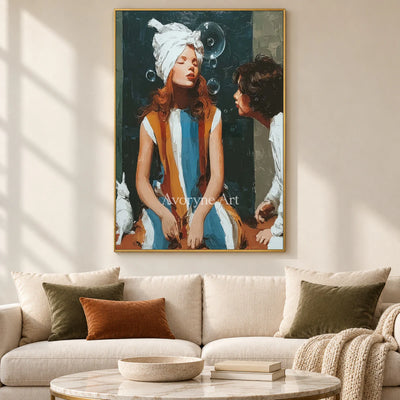 Words in the Air: Green Expressive Figures and Bubbles Wall Art — living gold