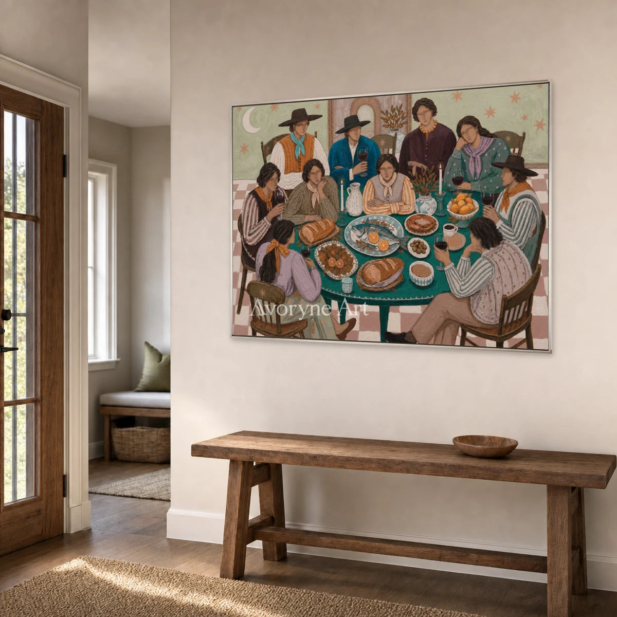 Around the Jade Table: Green Family Gathering Wall Art — entry silver