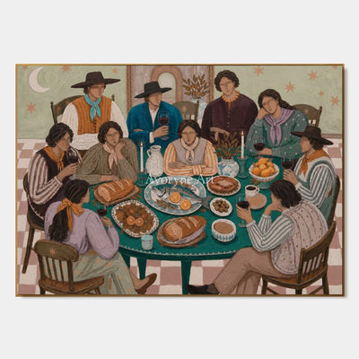 Around the Jade Table: Green Family Gathering Wall Art — primary