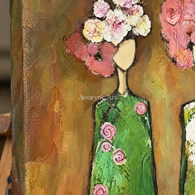 Aster Garland: Green Floral Portraits — detail easel
