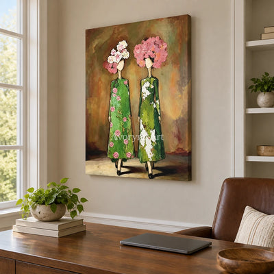 Aster Garland: Green Floral Portraits — office frameless