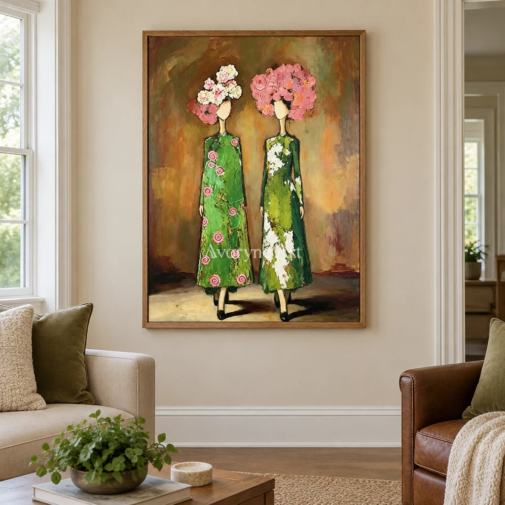 Aster Garland: Green Floral Portraits — villa wood