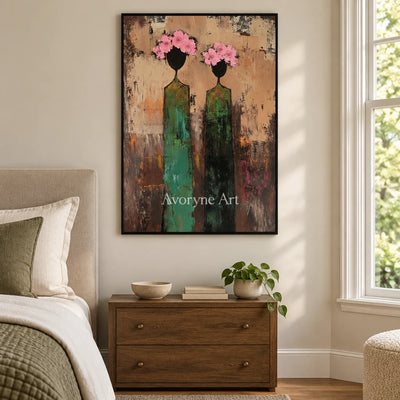 Aster Band: Green Floral Portraits — bedroom black