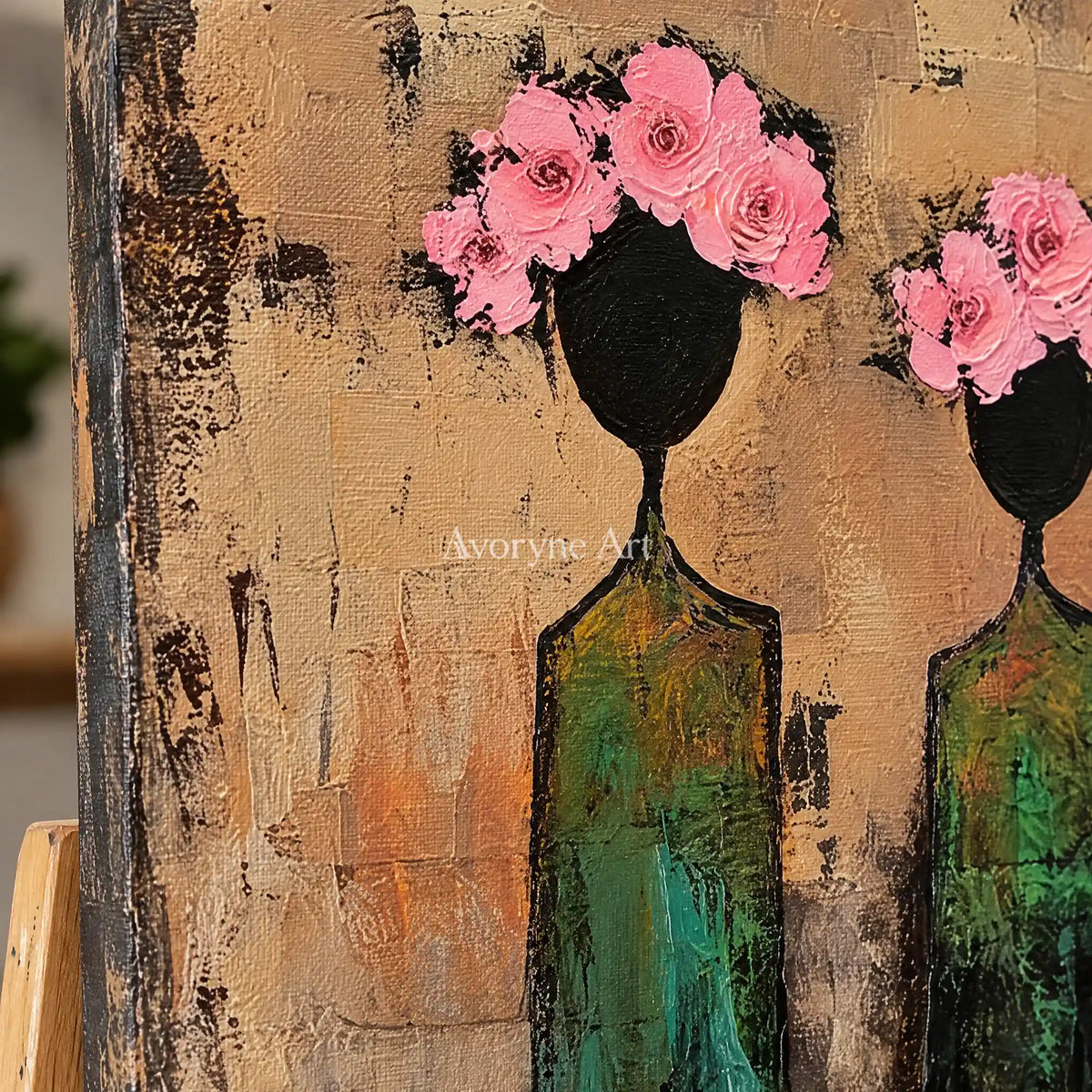 Aster Band: Green Floral Portraits — detail easel