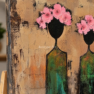 Aster Band: Green Floral Portraits — detail easel