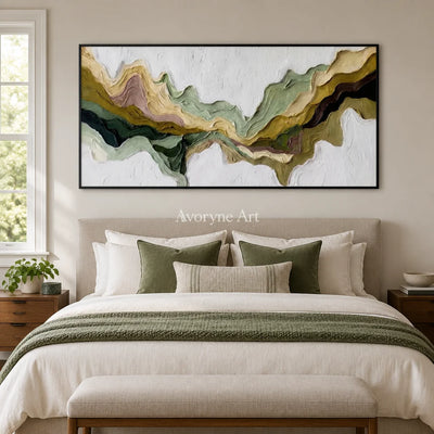 Aster Bank: Green Flowing Layers — bedroom black
