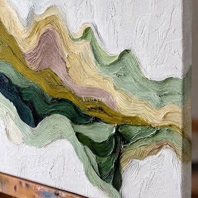 Aster Bank: Green Flowing Layers — detail easel
