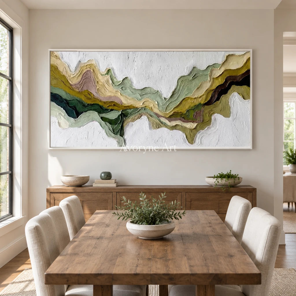 Aster Bank: Green Flowing Layers — dining white